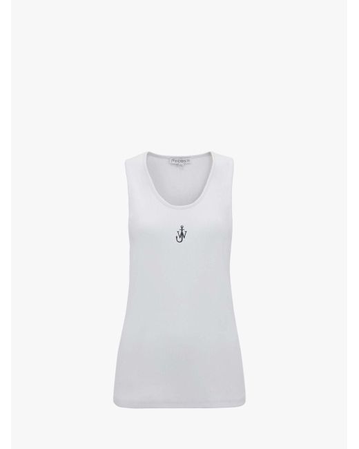 J.W. Anderson White Tank Top With Anchor Logo Embroidery