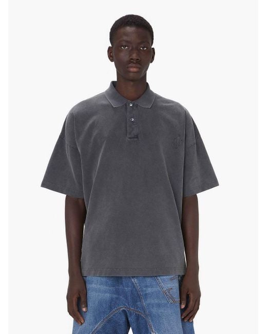 J.W. Anderson Gray Polo Shirt With Logo Embroidery for men