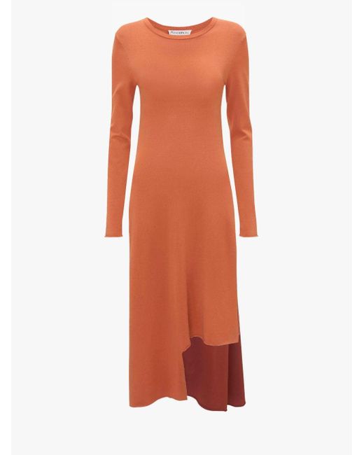 J.W. Anderson Brown Colour Block Layered Dress