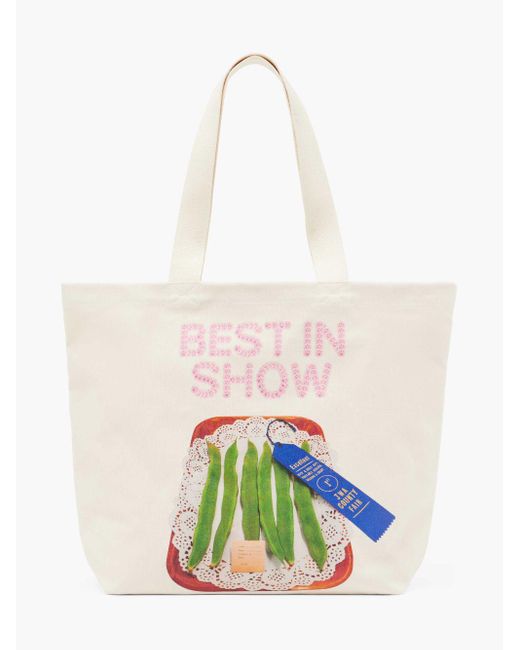 J.W. Anderson White Canvas Tote - Best In Show Print