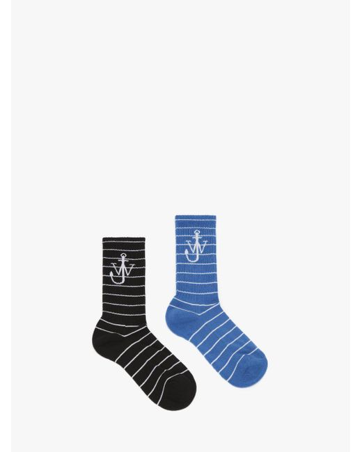 J.W. Anderson White Striped Socks With Logo - Bundle