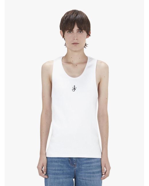 J.W. Anderson White Tank Top With Anchor Logo Embroidery