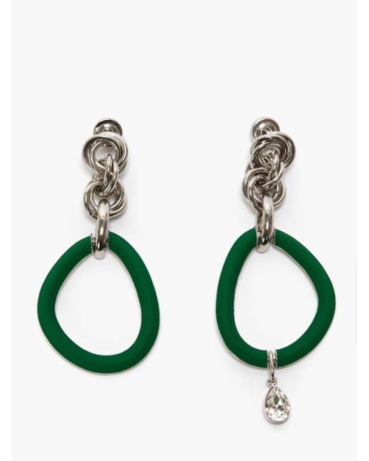 J.W. Anderson Metallic Oversized Link Chain Earrings With Crystal