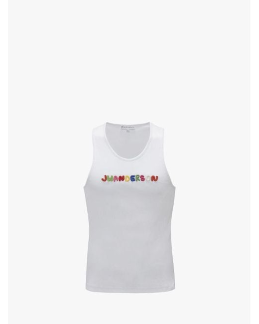 J.W. Anderson White Logo Embroidered Tank Top