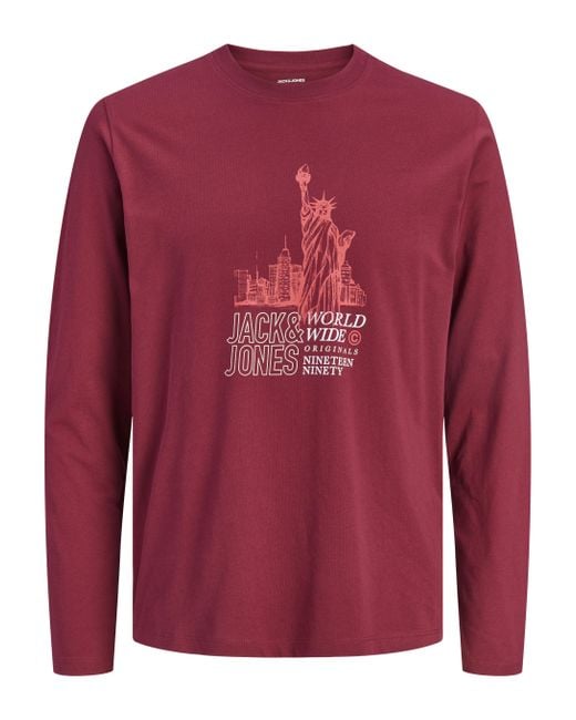 Jack & Jones Red Regular Fit T-Shirt for men