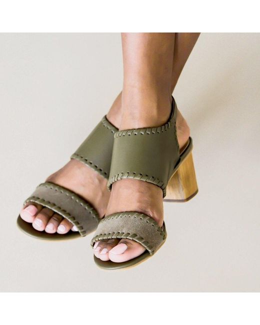Jack Rogers Suede Sloane Mixed Stitched Sandals In Olive Green