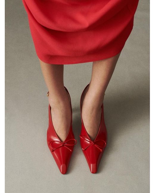 Jacquemus Red Les Slingbacks Cubisto Hautes Leather Heeled Courts