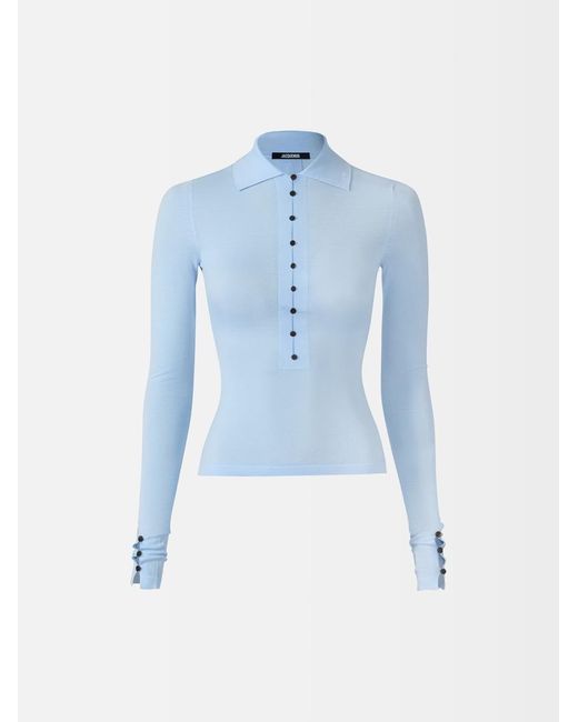 Jacquemus Blue The Merino Long-Sleeve Polo Shirt