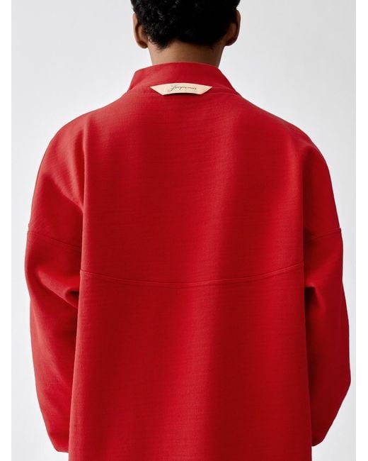 Jacquemus Red The Rond Carré Zipped Rollneck Sweatshirt