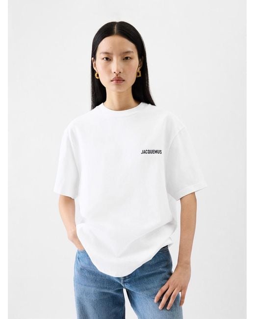 Tシャツ・カットソー Jacquemus Matte White Ribbed Viscose T-Shirt JACQUEMUS the typo t-shirt White Jacquemus