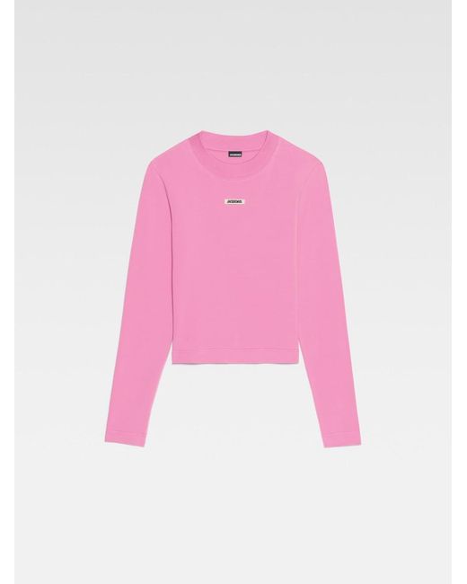 Le T-Shirt Gros Grain Manches Longues Jacquemus en coloris Pink