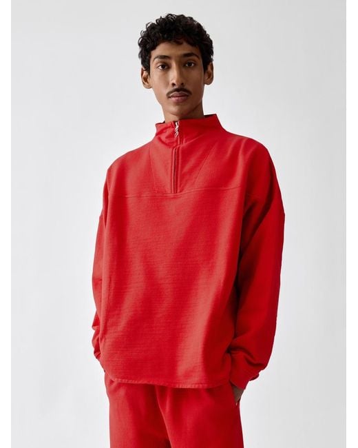 Jacquemus Red The Rond Carré Zipped Rollneck Sweatshirt