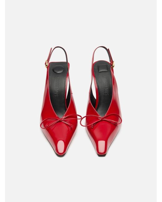 Jacquemus Red Les Slingbacks Cubisto Hautes Leather Heeled Courts