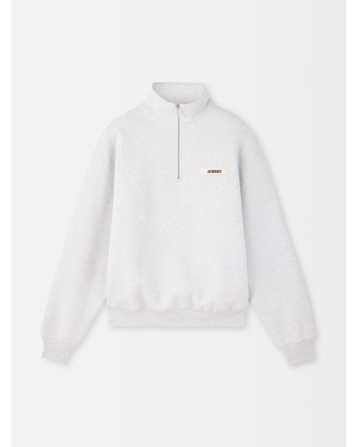 Jacquemus White The Gros Grain Zipped-Rollneck Sweatshirt