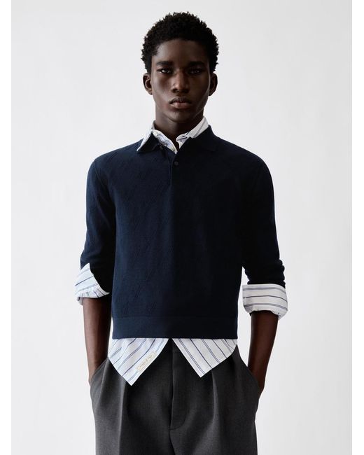 Jacquemus Blue The Abbracio Knit Polo Shirt