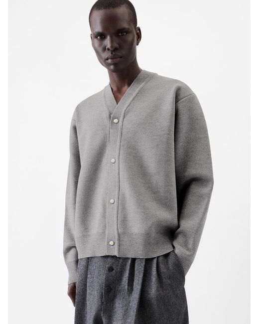 Jacquemus Gray Le Cardigan Boutonne V-Neck Wool-Blend Knitted Cardigan for men