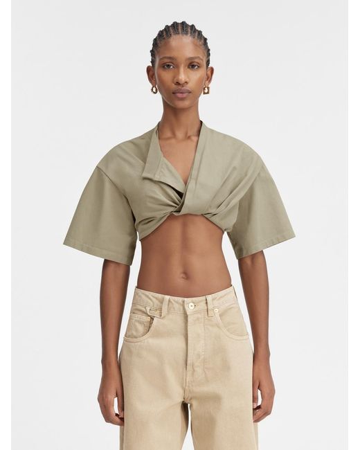 Jacquemus Natural The Bahia Cropped T-Shirt