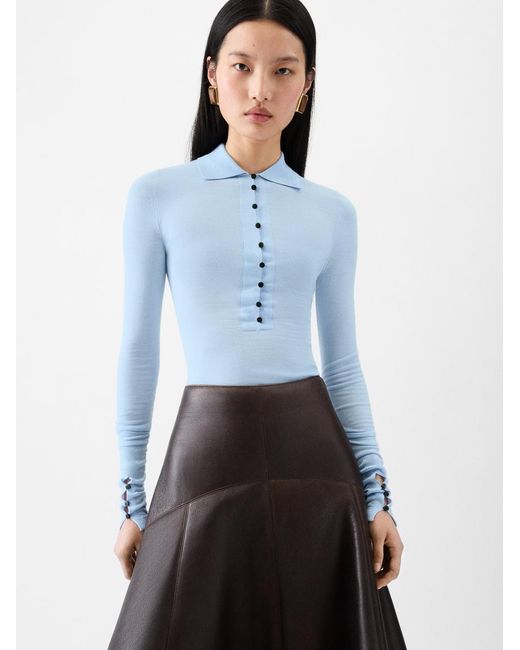 Jacquemus Blue The Merino Long-Sleeve Polo Shirt