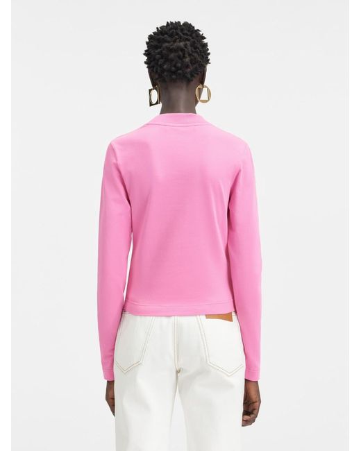 Jacquemus Pink Le T-Shirt Gros Grain Manches Longues