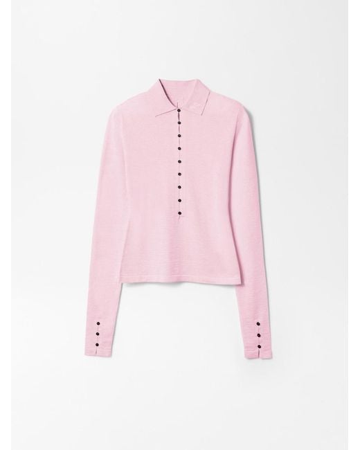 Jacquemus Pink The Merino Long-Sleeve Polo Shirt