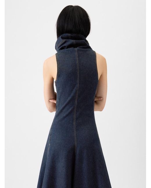 Jacquemus Triangle De-Nîmes Denim Turtleneck Midi Dress in Blue