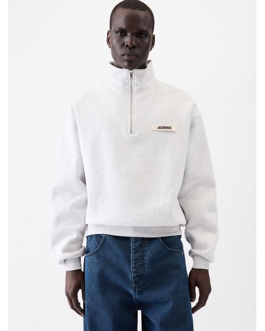 Jacquemus White The Gros Grain Zipped-Rollneck Sweatshirt