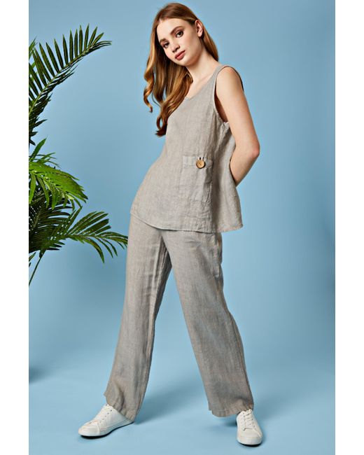 James Lakeland Linen Sleeveless Top in 