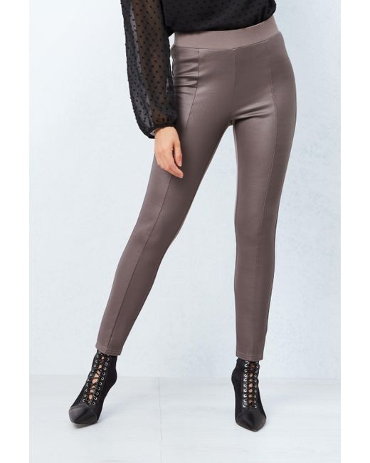 Faux Leather Trousers in Taupe 