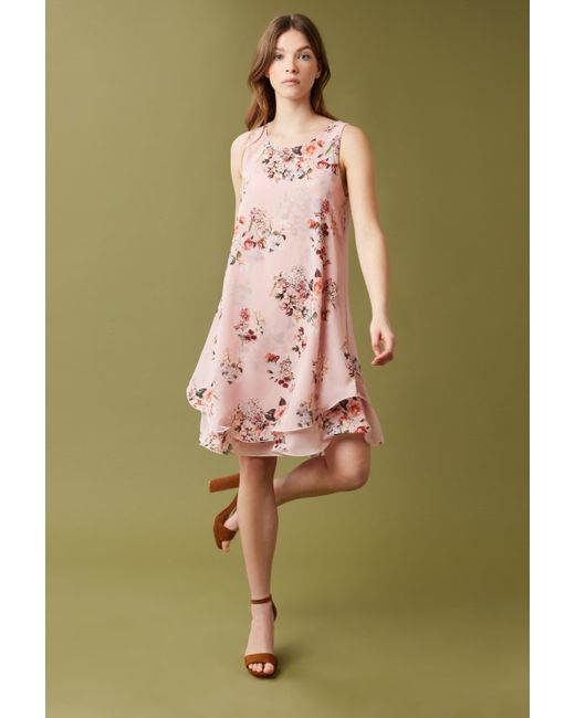 James Lakeland Synthetic Sleeveless Floral Wave Hem Dress in Pale Pink