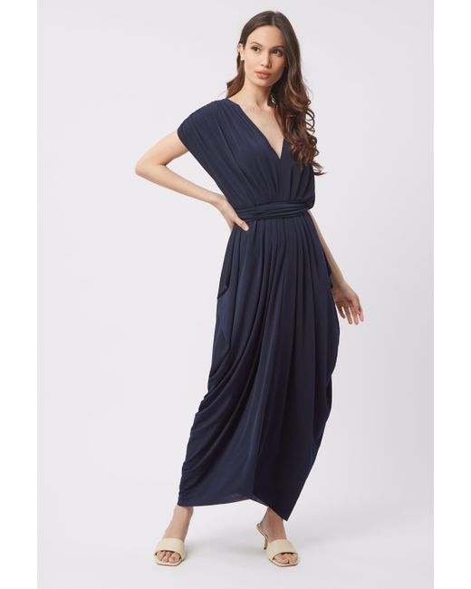 James Lakeland Synthetic Batwing Pleated Maxi Dress (navy) in Blue Lyst