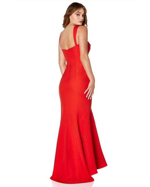 Jarlo Synthetic Rebecca Strap Maxi Dress With Pleated Sweetheart Neckline  in Red | Lyst