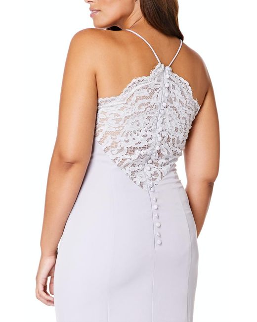 Jarlo Metallic Addilyn Fishtail Maxi Dress With Lace Button Back Detail