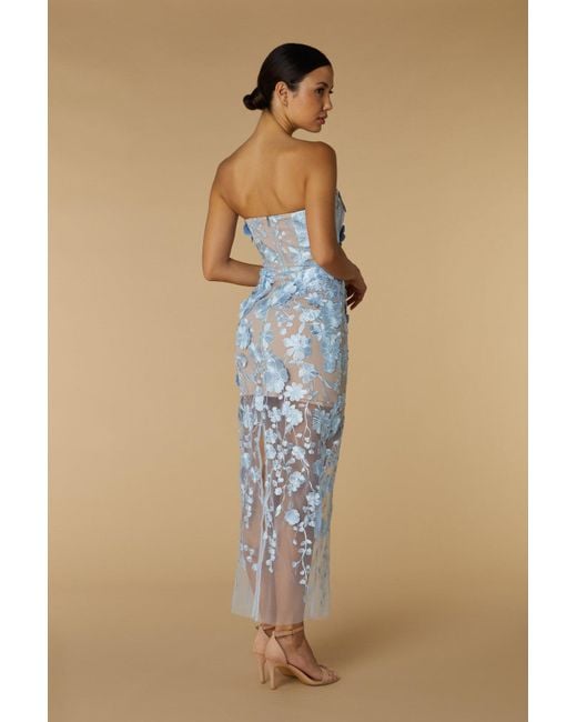 Jarlo Blue Willow Strapless Midi Dress