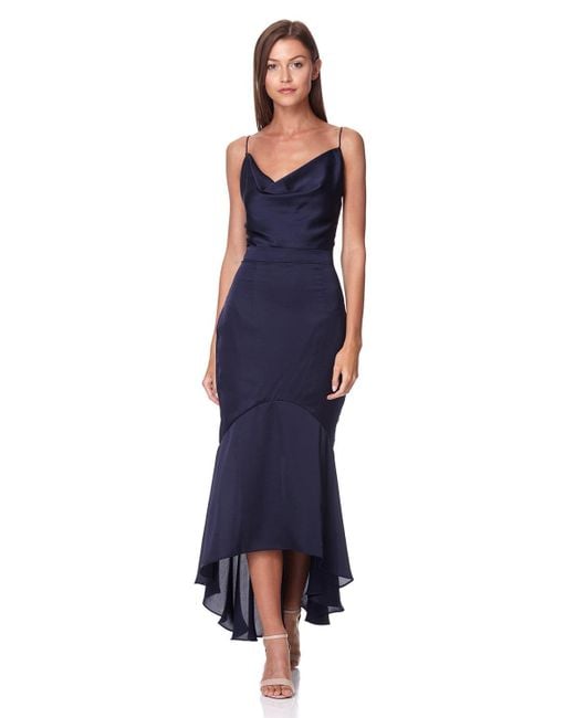 Jarlo Blue Diamond Cami Strap High Low Midi Dress
