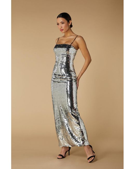 Jarlo Natural Juno Sequin Maxi Dress With Cami Straps