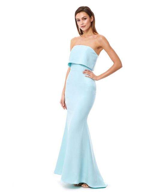 Jarlo Blue Blaze Strapless Maxi Dress With Overlay