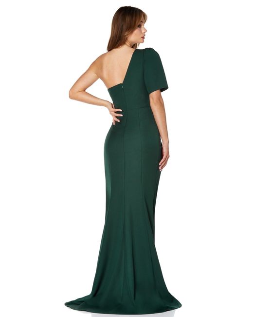 Jarlo Green Gianna One Shoulder Sleeve Maxi Dress With Thigh Split