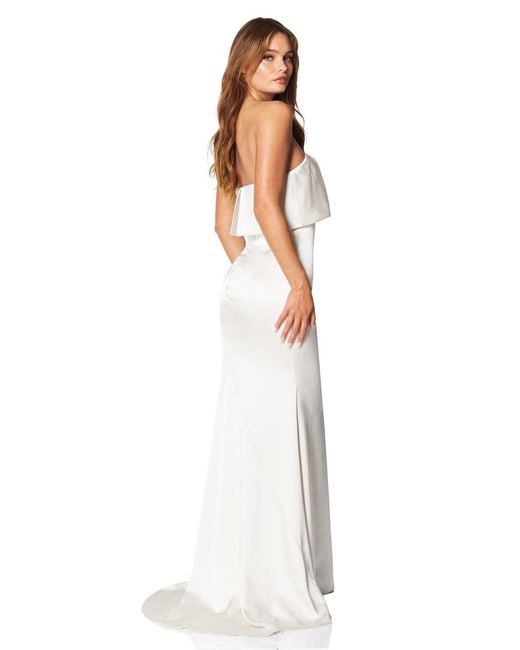 Jarlo White Jetaime Strapless Maxi Dress With Overlay And Button Back Detail
