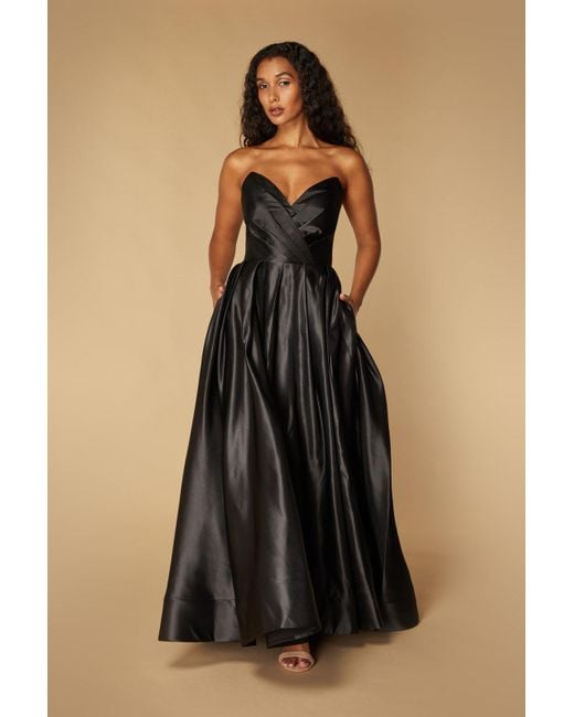 Jarlo Blue Julie V-Neck Strapless Maxi Dress