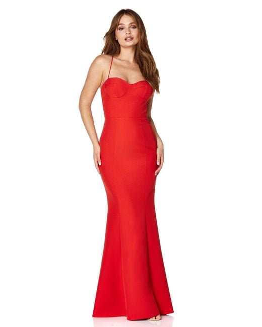 Jarlo Red Layla Open Back Strap Maxi Dress With Sweetheart Neckline