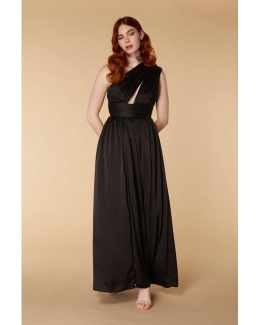 Jarlo Black Daria One Shoulder Maxi Dress With Cut Out Detail