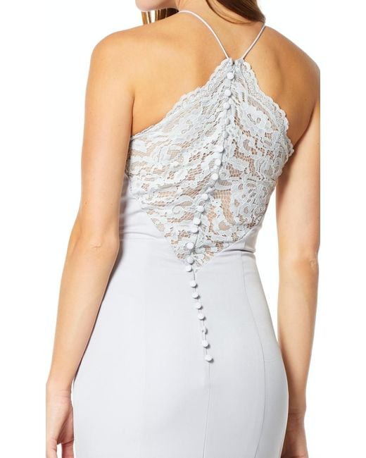Jarlo Metallic Addilyn Fishtail Maxi Dress With Lace Button Back Detail
