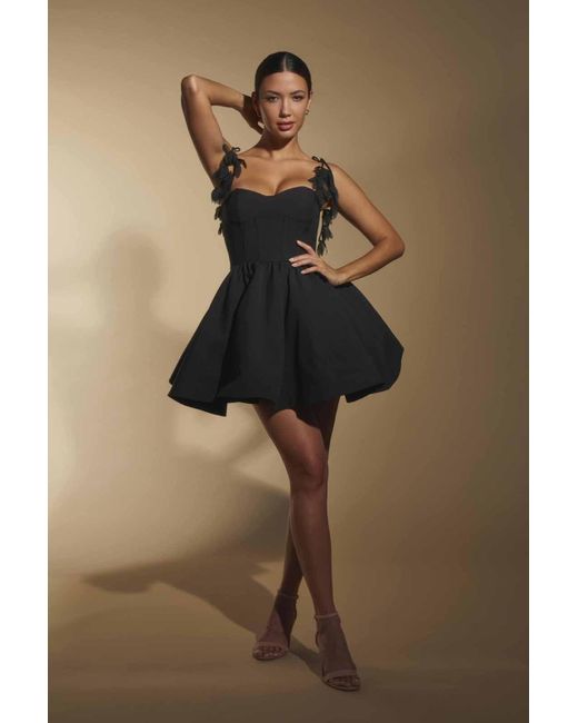 Jarlo Brown Luca Corset Mini Dress With Tie Shoulder Detail