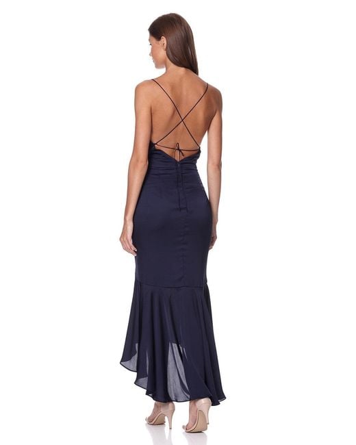 Jarlo Blue Diamond Cami Strap High Low Midi Dress