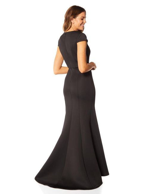 Jarlo Black Moxxi V Neck Scuba Maxi Dress