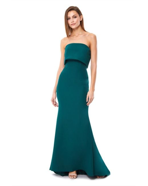 Jarlo Green Blaze Strapless Maxi Dress With Overlay