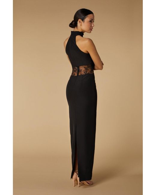 Jarlo Natural Izzy High Neck Maxi Dress With Lace Waist Detail