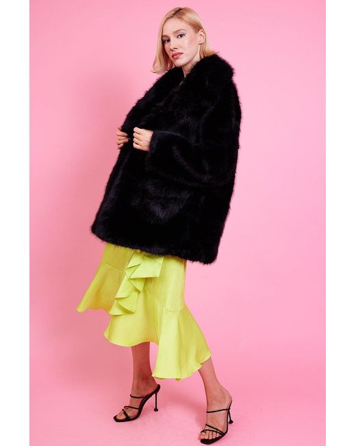 Jayley Pink Faux Fur Midi Coat