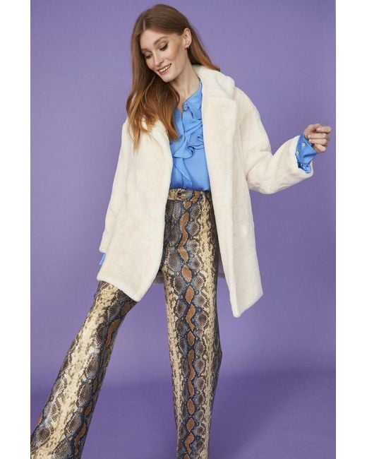 Jayley Purple Faux Fur Midi Coat
