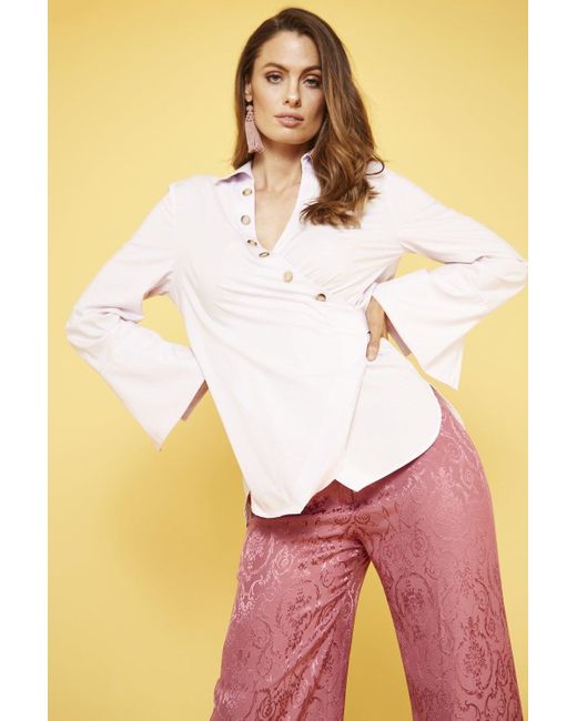 Jayley Brown Cotton Blend Wrap Top